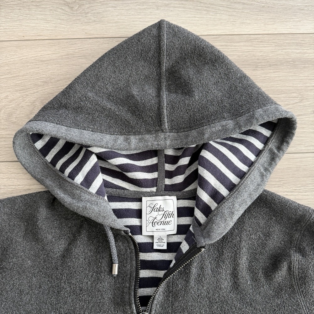 Saks Fifth Avenue Gray Cotton Blend Hoodie Women's Size Large